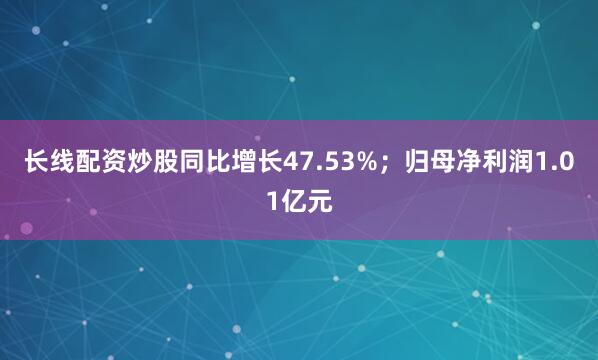 长线配资炒股同比增长47.53%；归母净利润1.01亿元