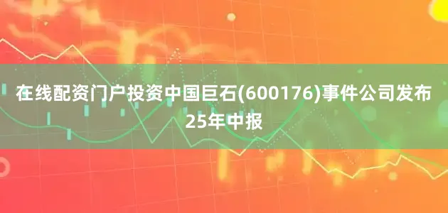 在线配资门户投资中国巨石(600176)事件公司发布25年中报