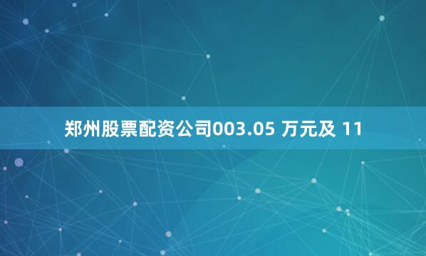 郑州股票配资公司003.05 万元及 11